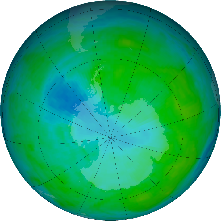 Antarctic ozone map for 12 January 1993